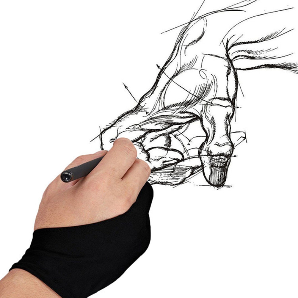 Drawing Glove Artist - قطعة واحدة: قفاز أسود بفتحتين للأصابع،