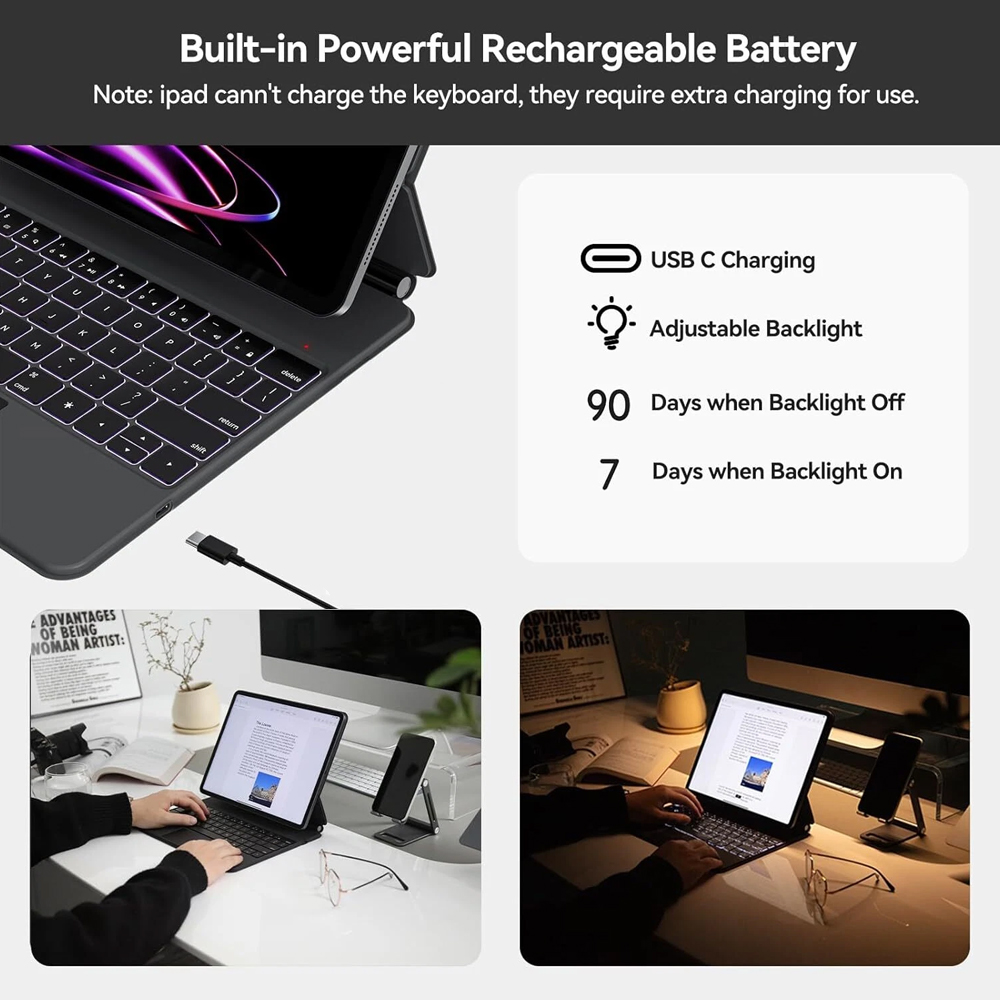 حافظة لوحة مفاتيح بلوتوث سحرية - مراجعة Boox Tablet Accessories وسعره