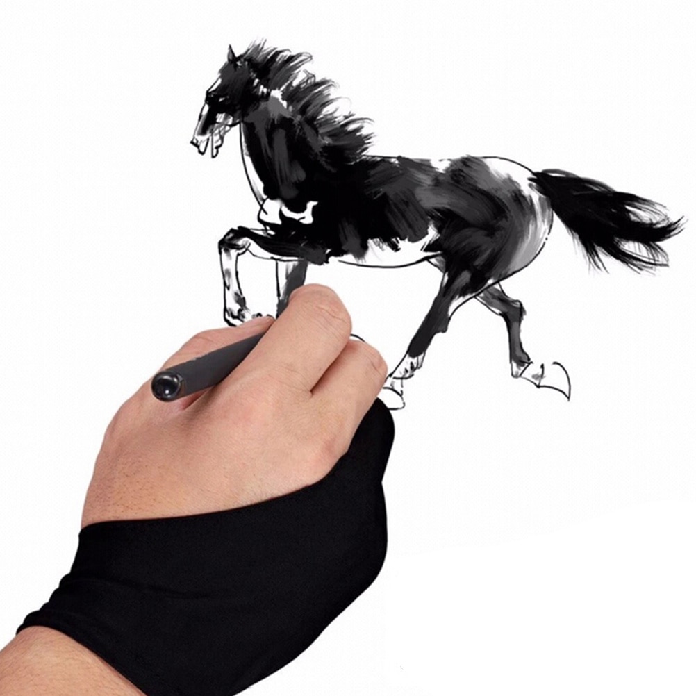 أسود 2 إصبع الفنان قفاز مكافحة - مراجعة Drawing Glove Artist وسعره